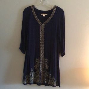 Embroidered navy blue dress
